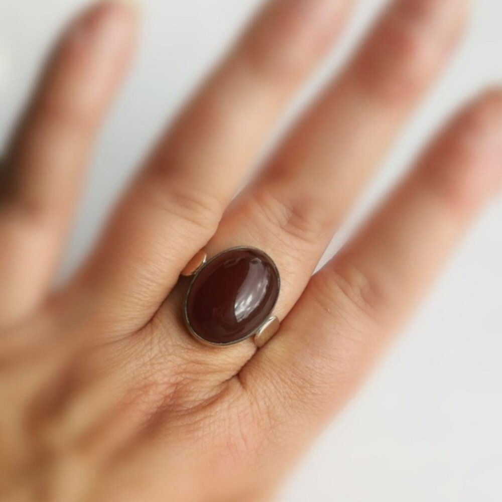 Sterling Silver Carnelian ring size 9.5 Unisex design - Picture 4 of 8